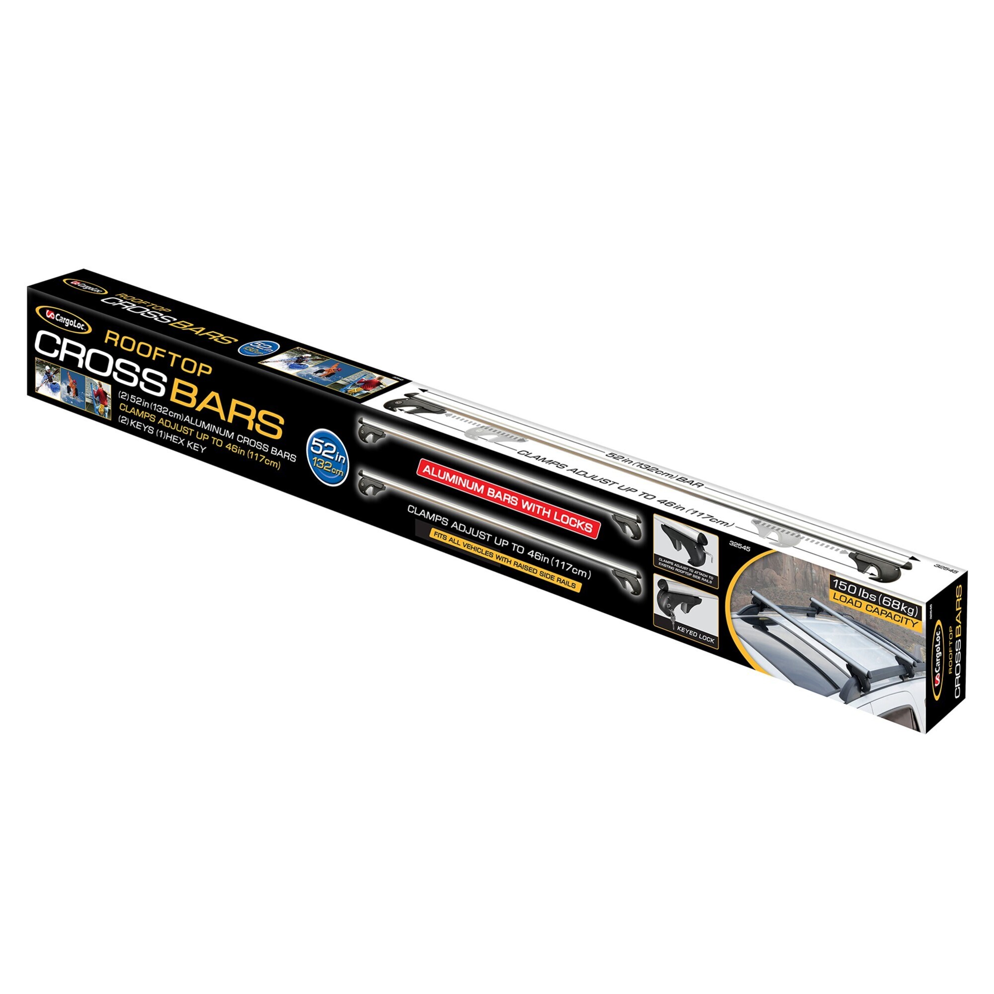 CargoLoc, 2 Pc. 52" Aluminum Rooftop Crossbars, Model # 32545